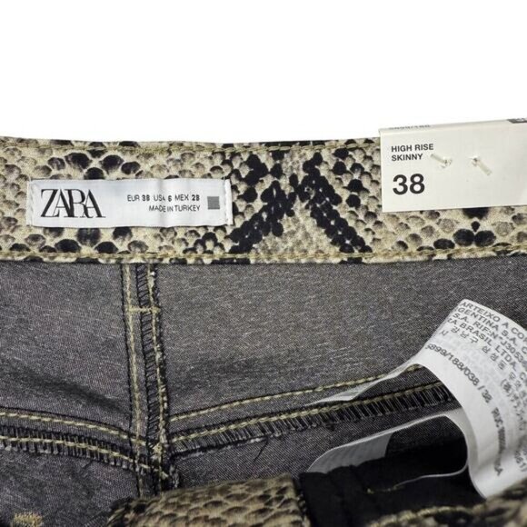 NWT ZARA High Rise Skinny Pant Size 6 Python Print - Picture 5 of 8